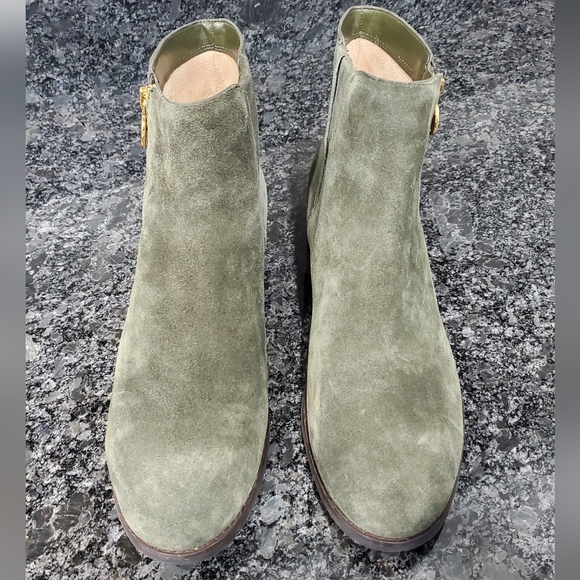 MICHAEL KORS Lainey Zip-Up Boots Padded Round Toe Logo Stretch Leather - Picture 4 of 13